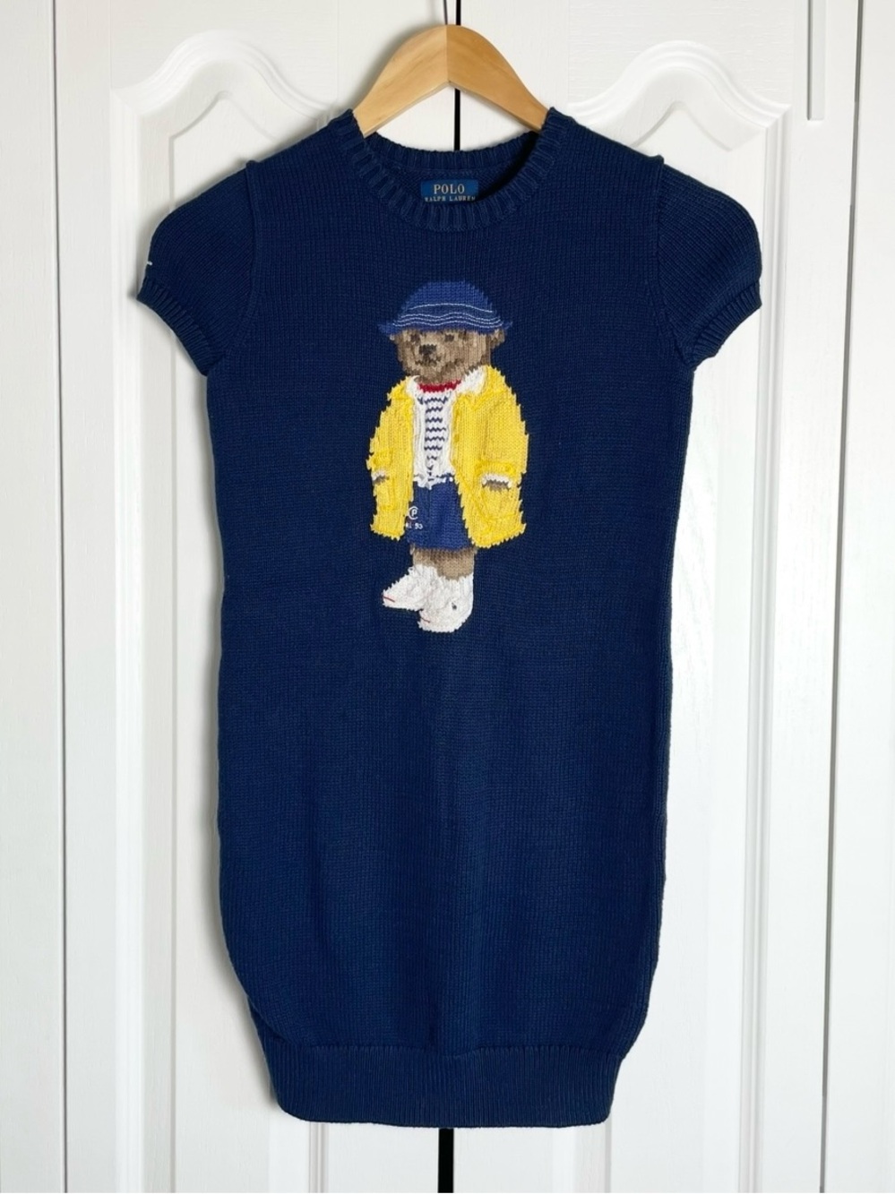 Polo Ralph Lauren Kid's Girls Blue Polo Bear Sweater Dress Size M (8-10) Blue - Picture 2 of 16